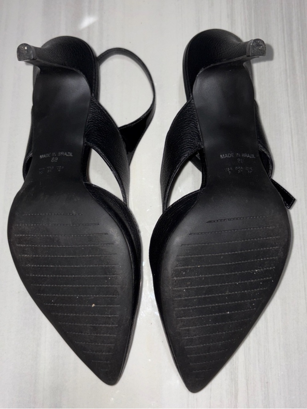 “True Soul” Black Leather Slingback Heels with pointed toe - Picture 8 of 8